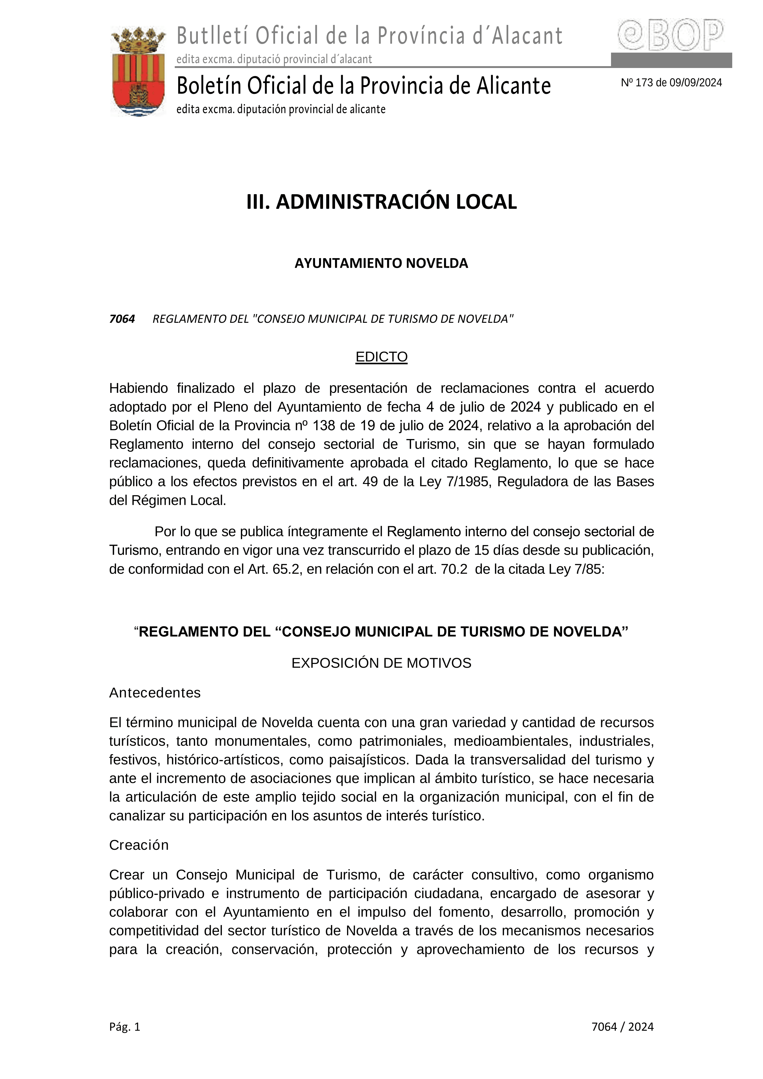 Consejo Sectorial de Turismo de Novelda